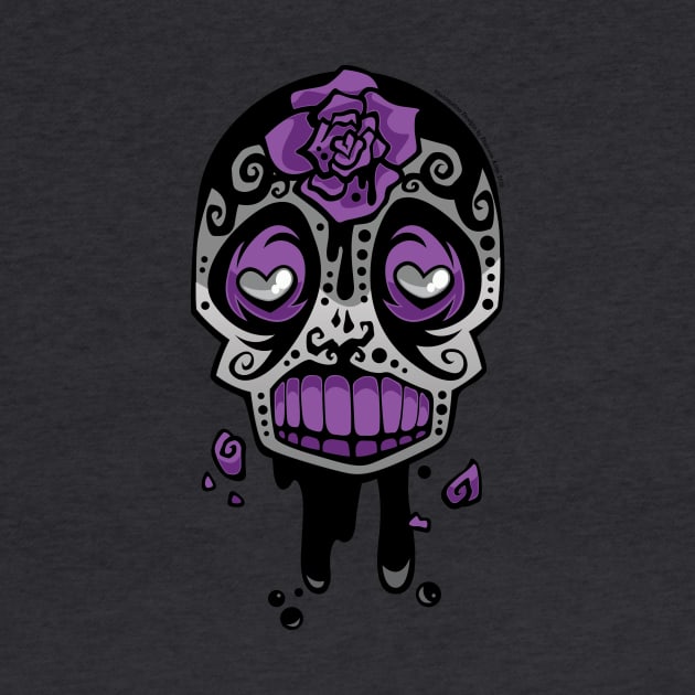 Grey and Purple Ink-Rose Skull by Shanimation